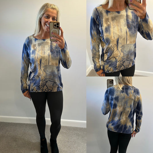 Rabe navy / beige embellished top fitting upto size 18