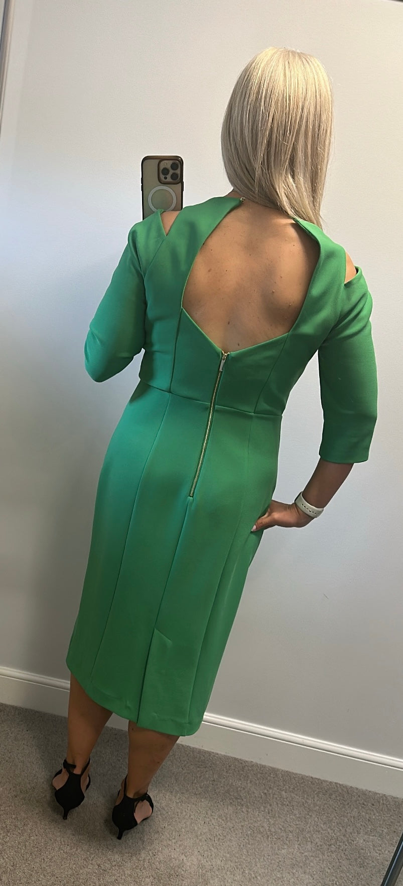 Karen Millen Green midi cold should dress size 16