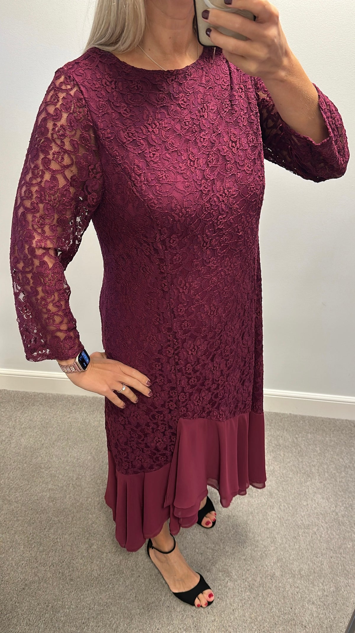 Joanna Hope burgundy lace dress size 18