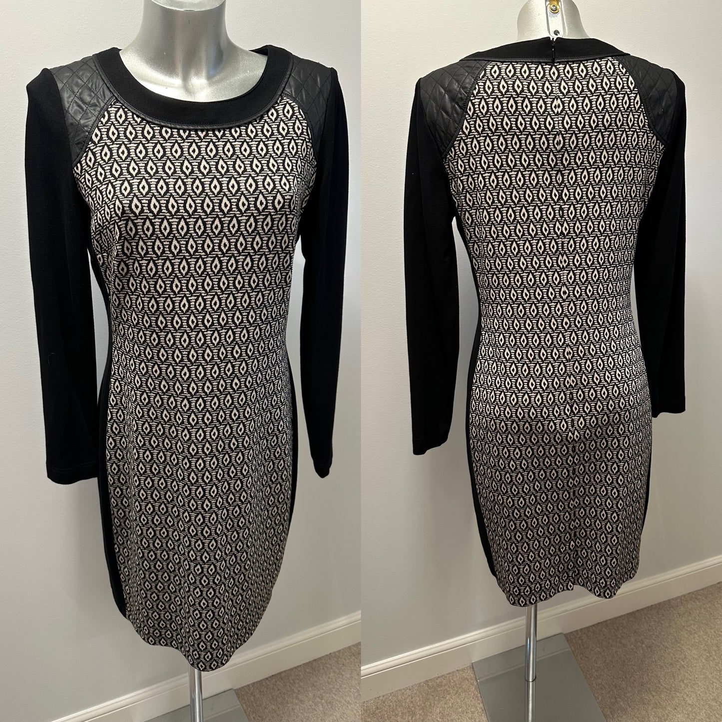 Taifun black / beige print dress size 12