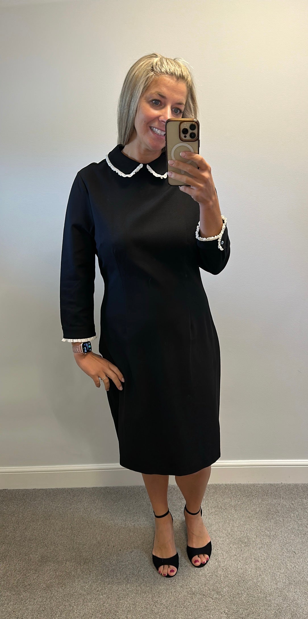 Monsoon black collared dress size 18