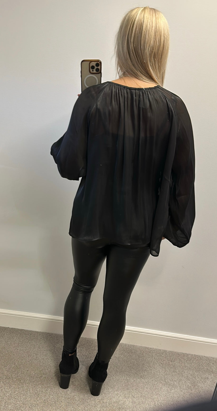 H&M Black sheer top size 18