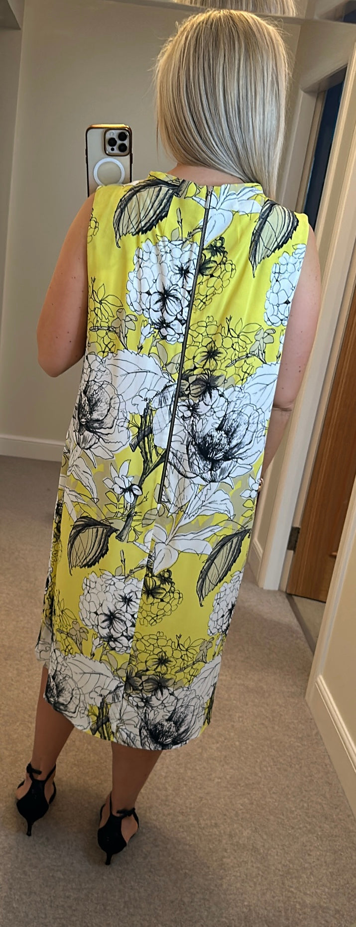 Autograph yellow floral midi dress size 20