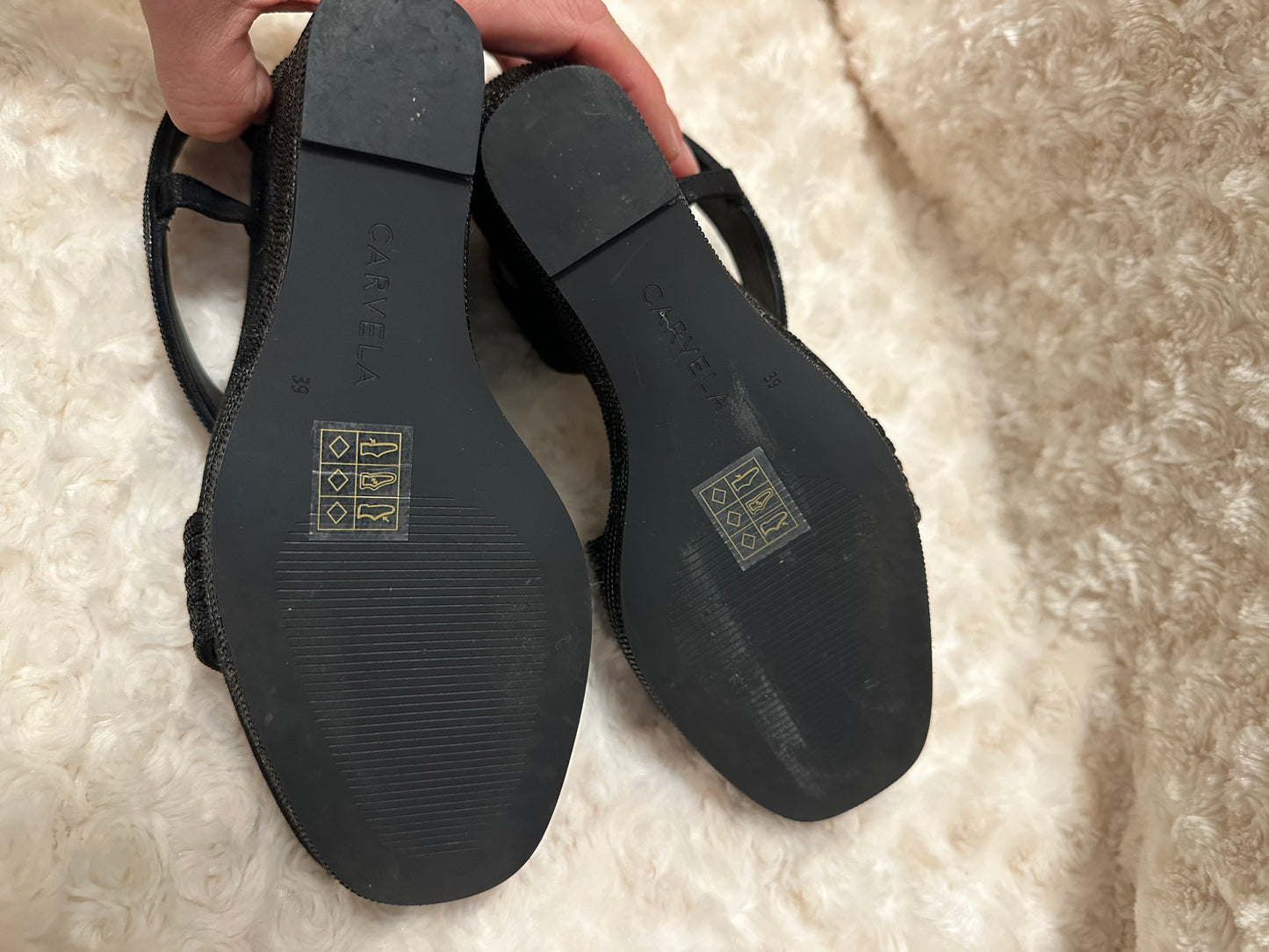 Carvela black sparkly wedges size UK 6