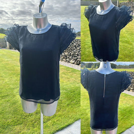 Topshop navy ruffle top size 12