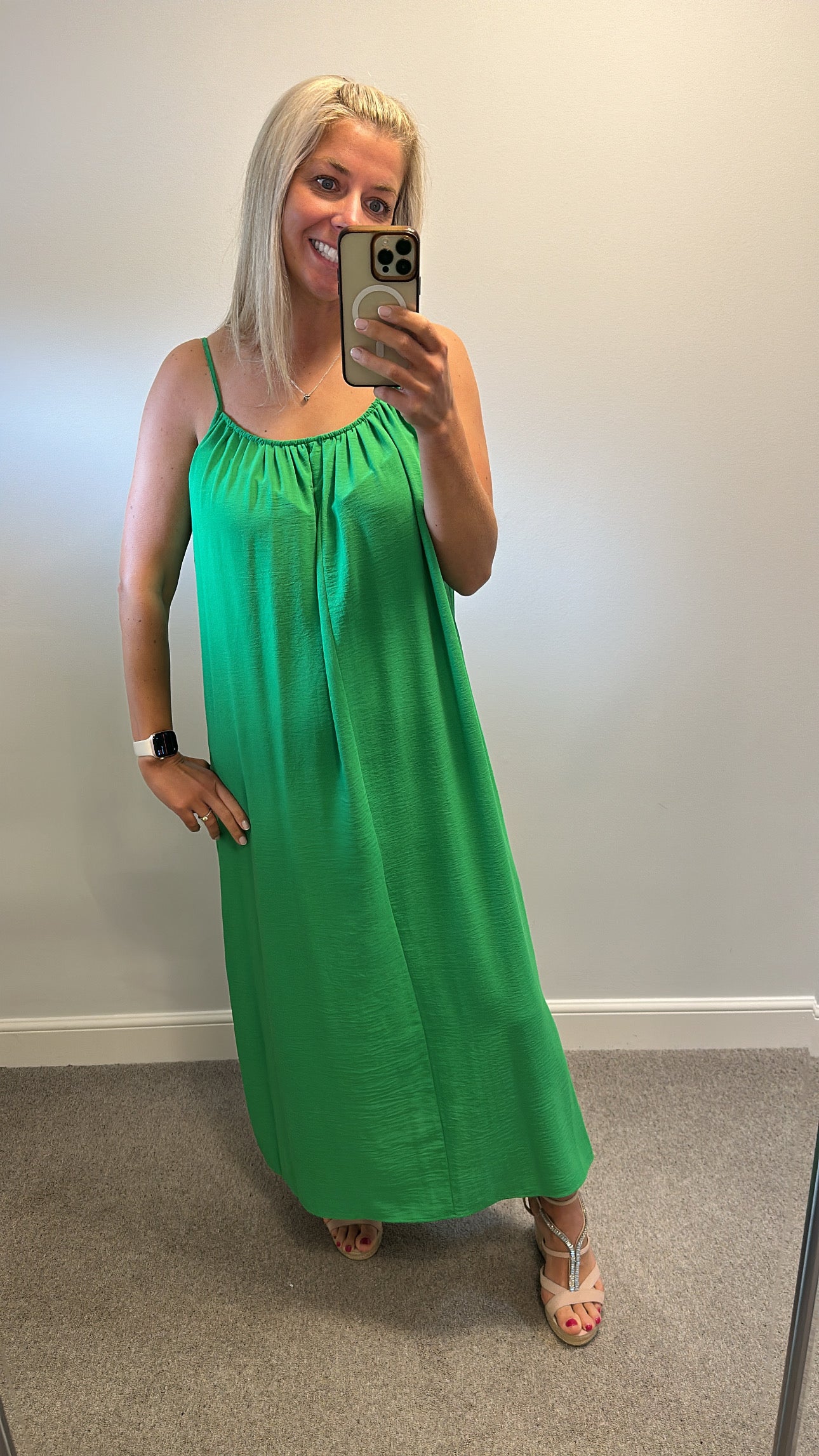 Primark Green floaty summer dress with pockets size 12