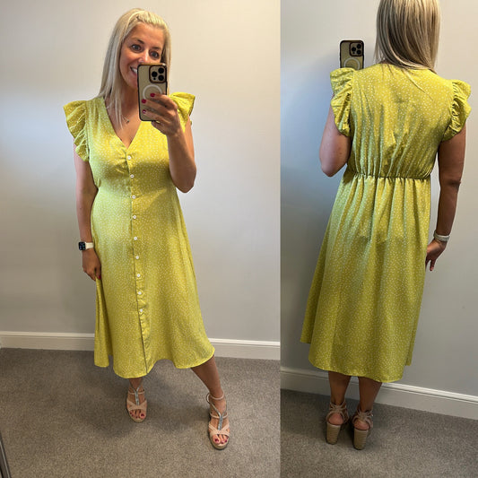 Lime green polka dot summer dress onesize fitting upto size 16