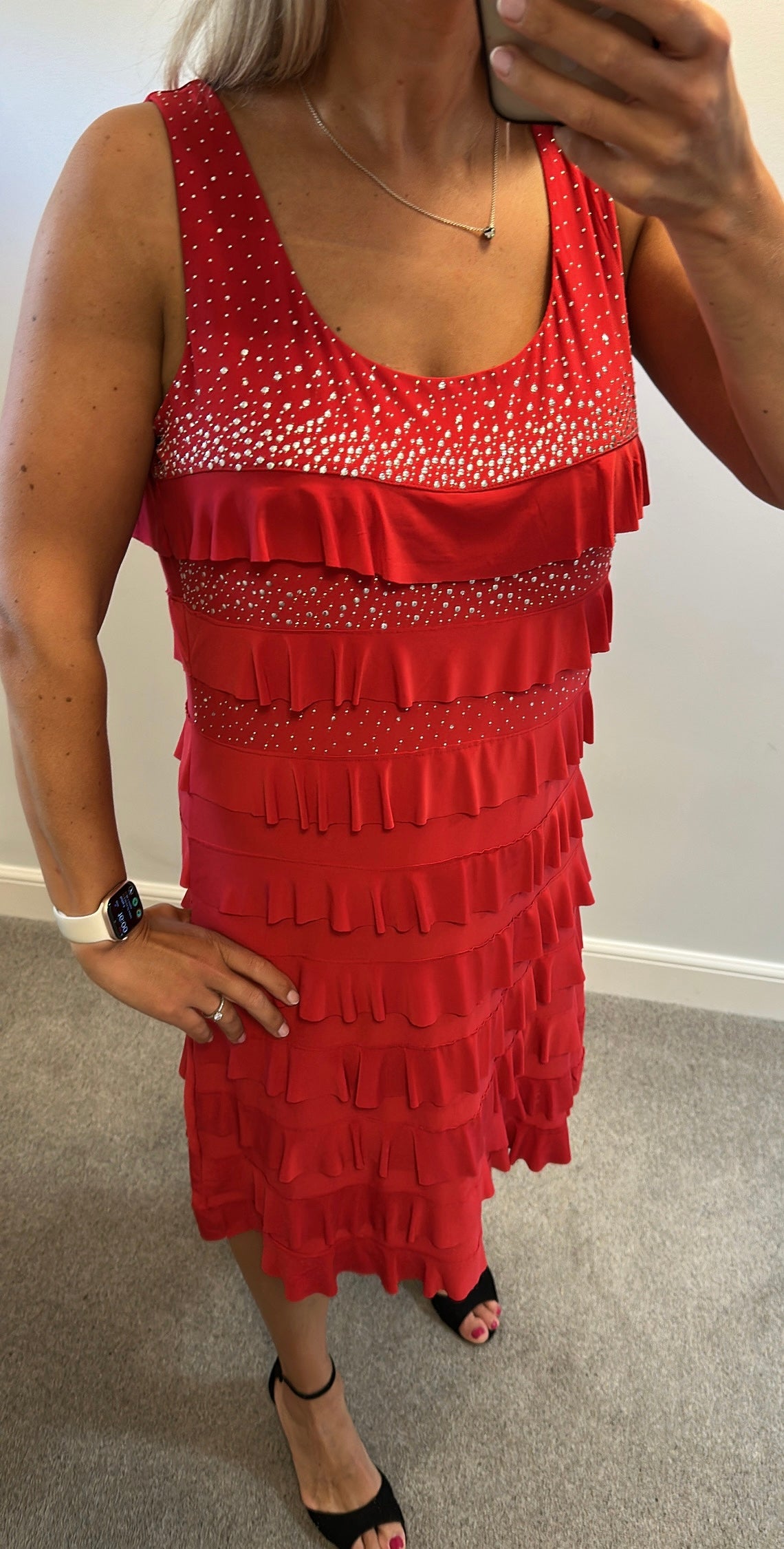 Alparadise red embellished ruffle dress size XL would fit upto size 18