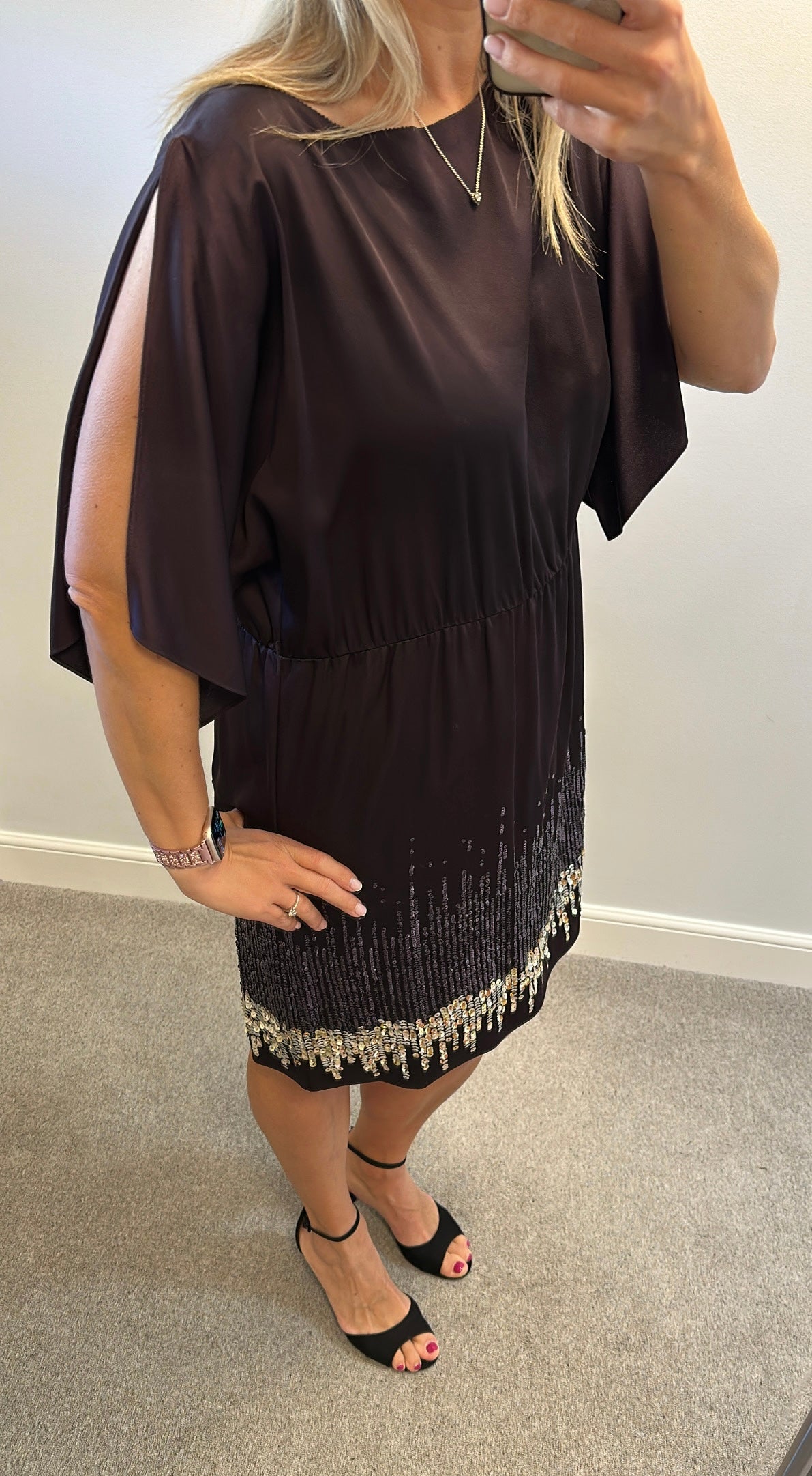 Monsoon Deep purple sequin dress size 16