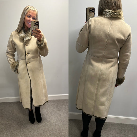 Next cream faux fur lining jacket size 12