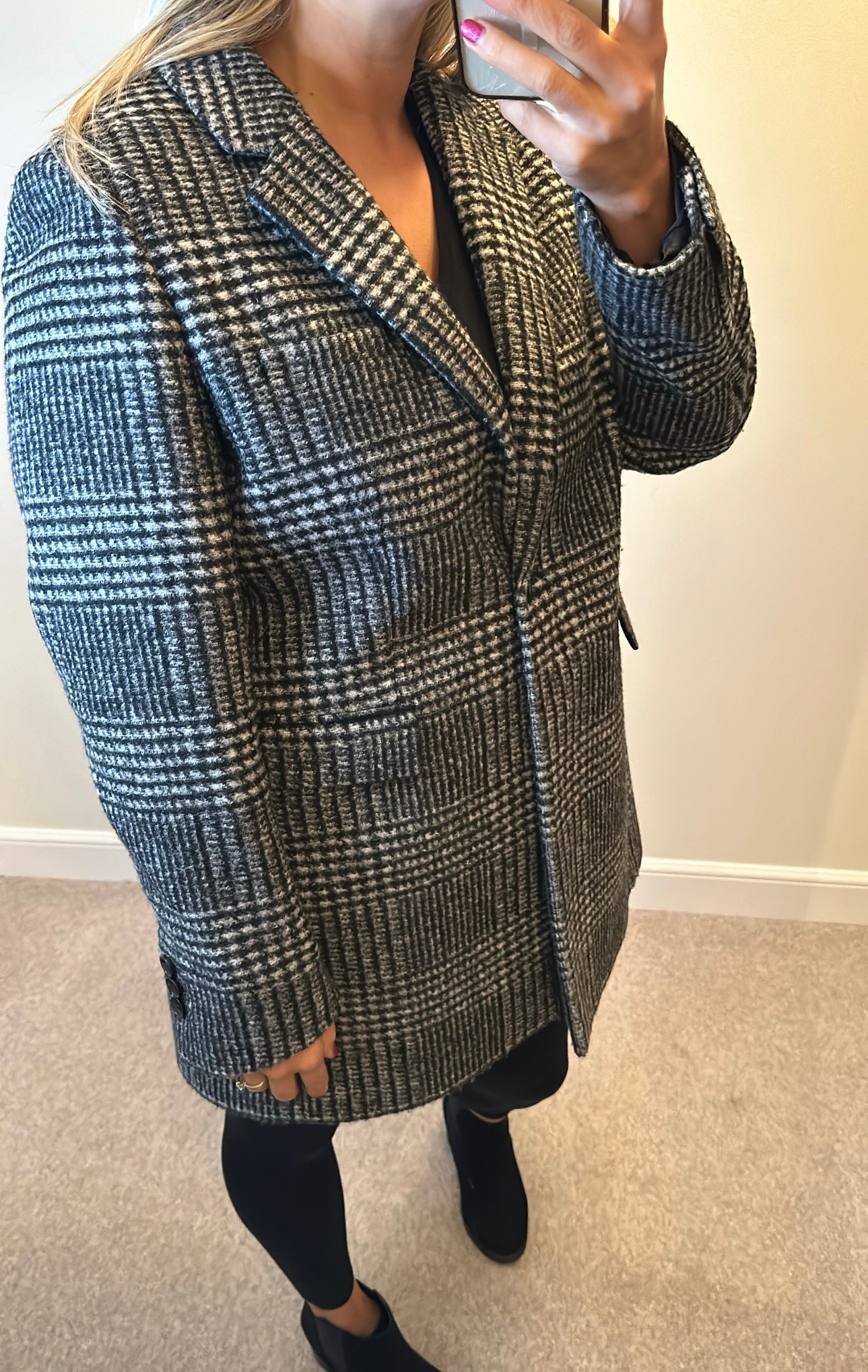 Hobbs black check wool jacket size 16