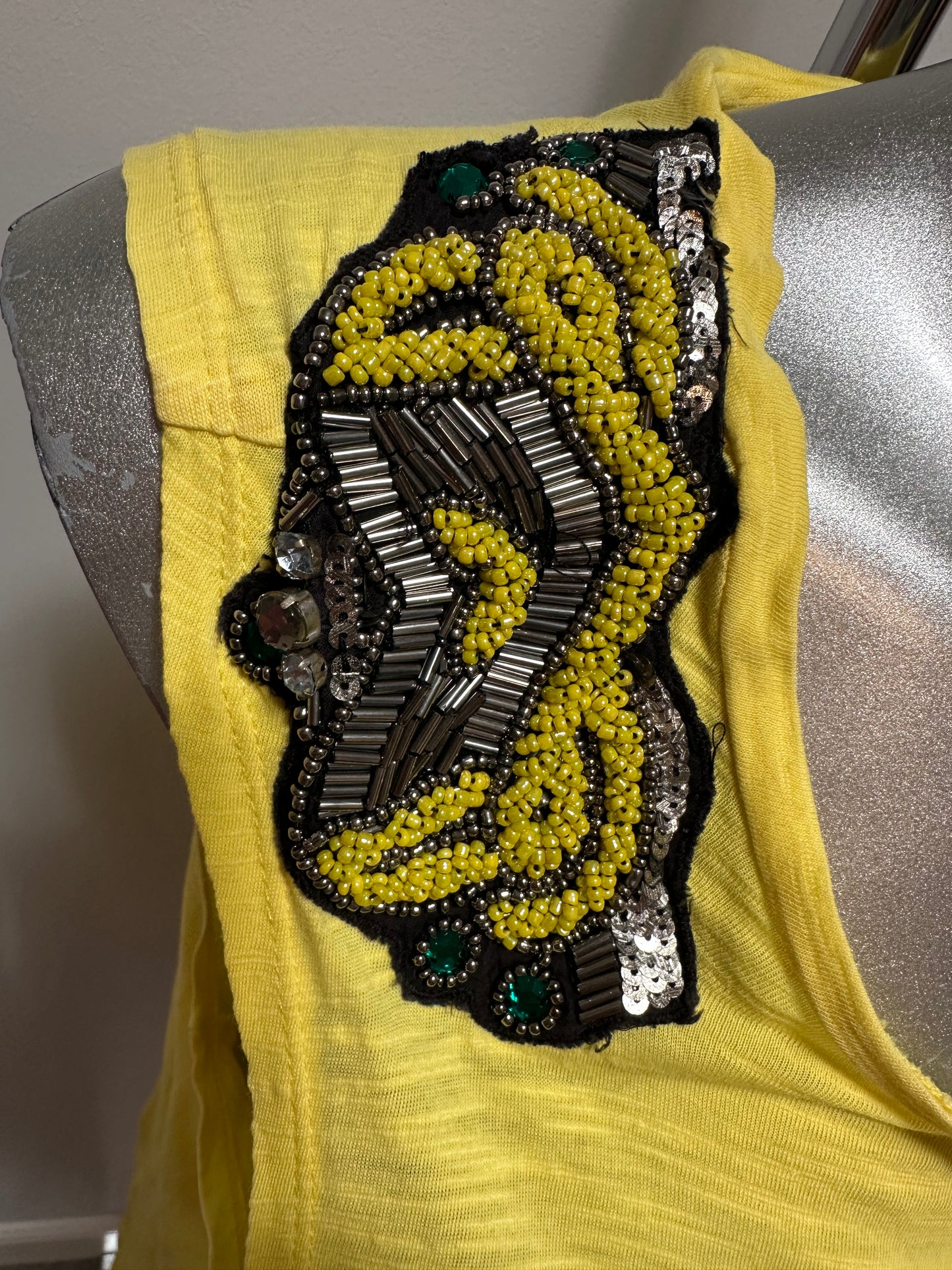 River island yellow embellished vest top size 10