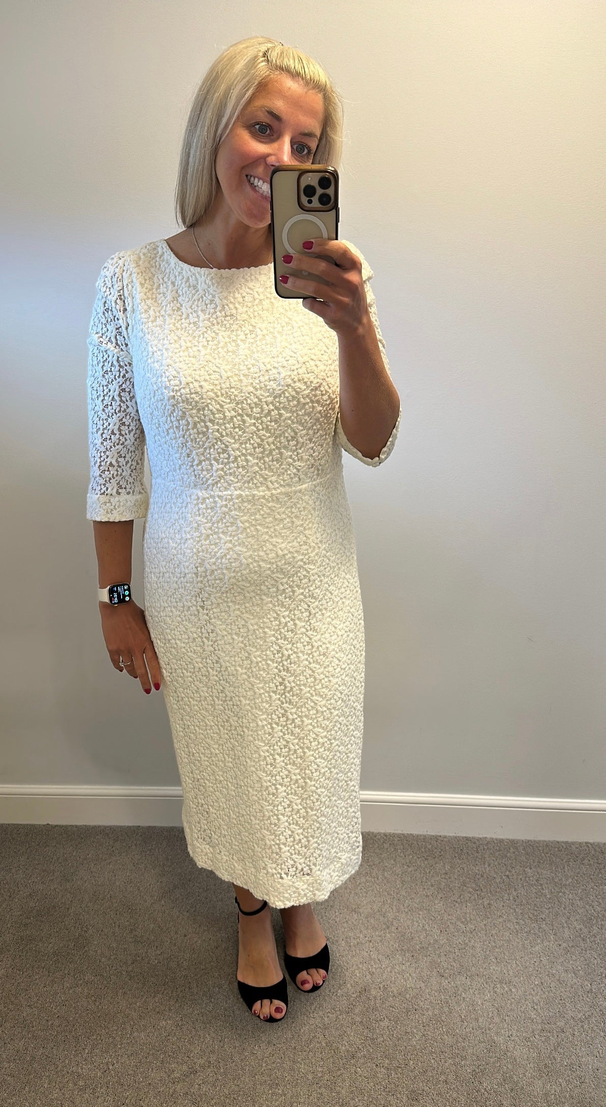Monsoon cream midi dress size 16