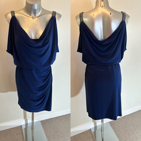 Ralph Lauren navy evening embellished dress size 10