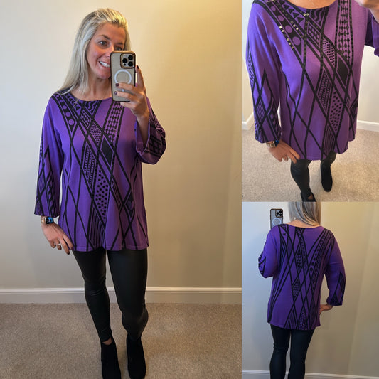 Purple sequin patterned top size 16-18