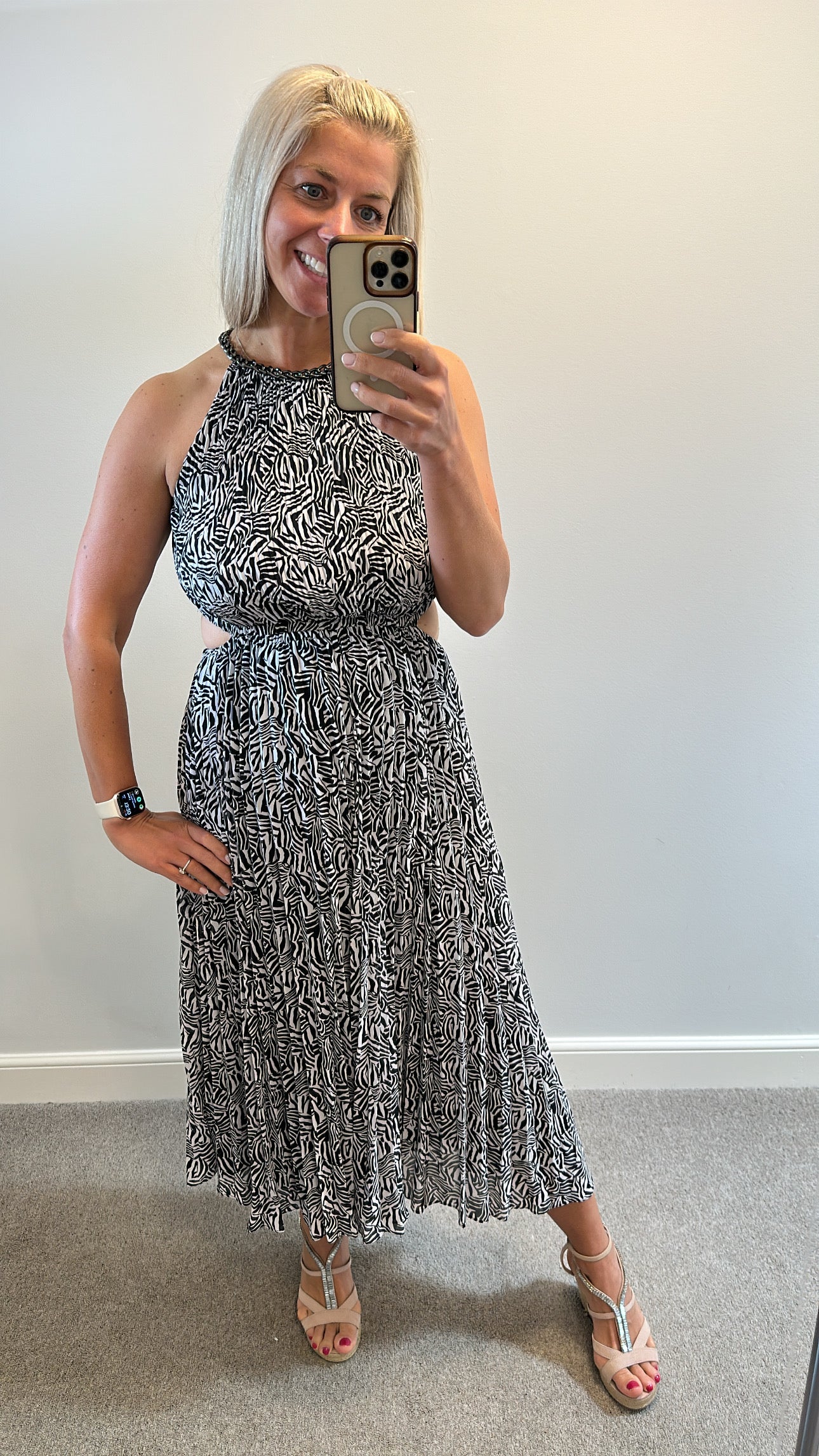 Michael Kors Black and white chain cut out dress size M fitting upto size 14