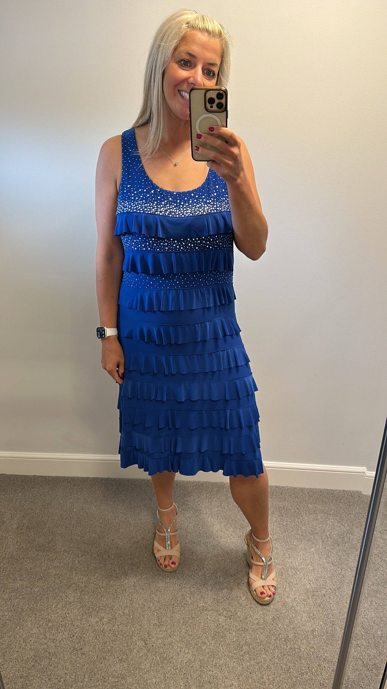 Alparadise blue embellished ruffle dress size XL would fit upto size 18