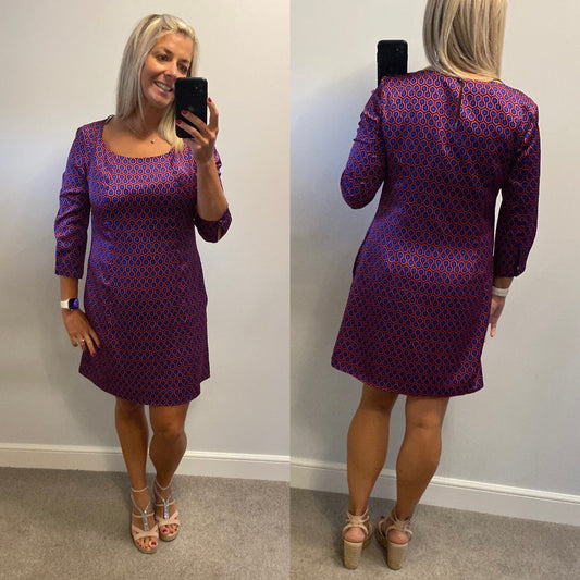 Pepperberry blue and purple print dress size 14 brand new with tags