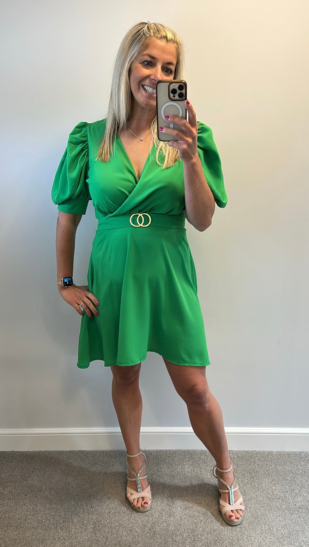 Girl in mind green belted dress size 12