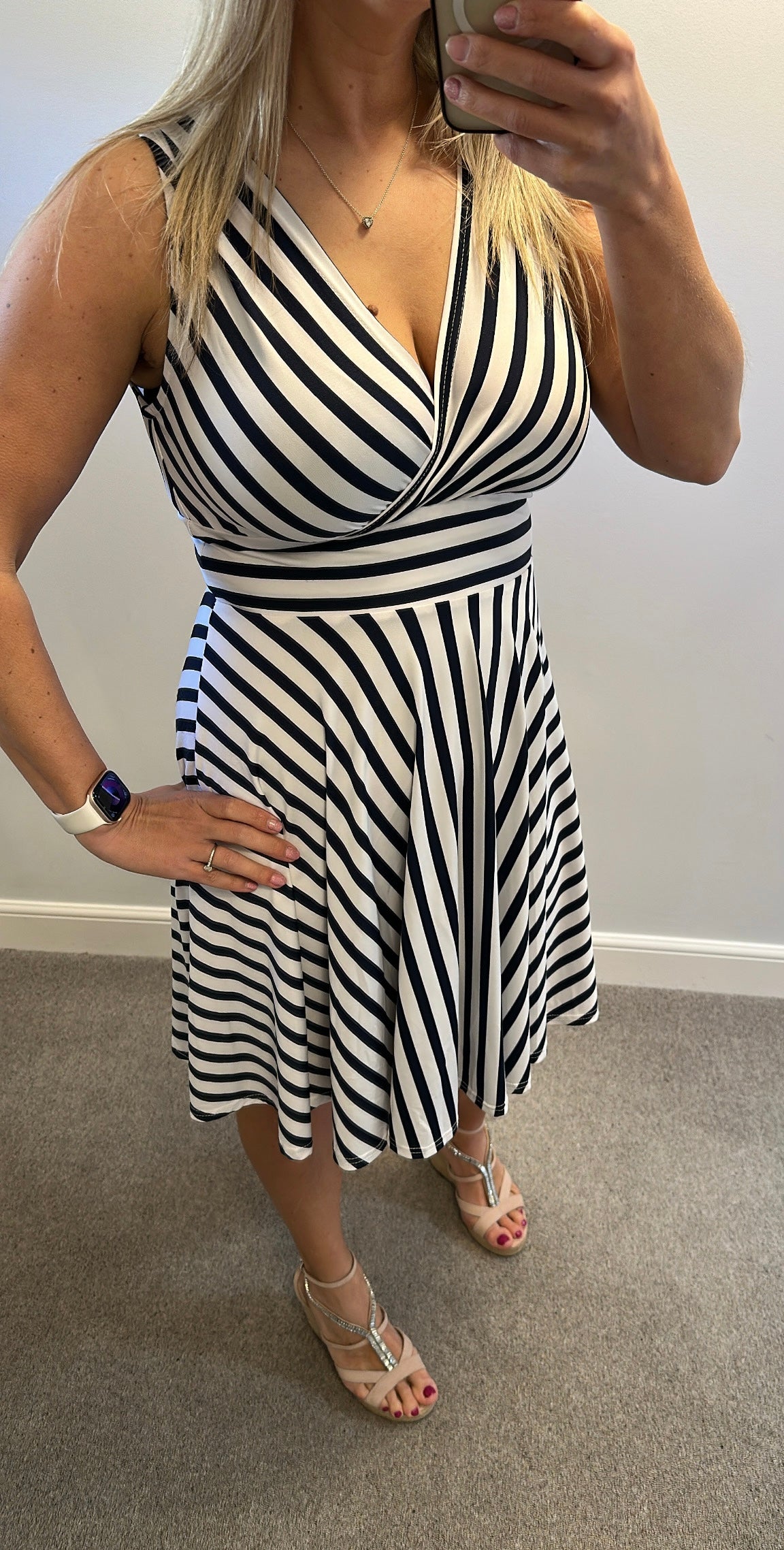 Navy stripe summer dress size 12