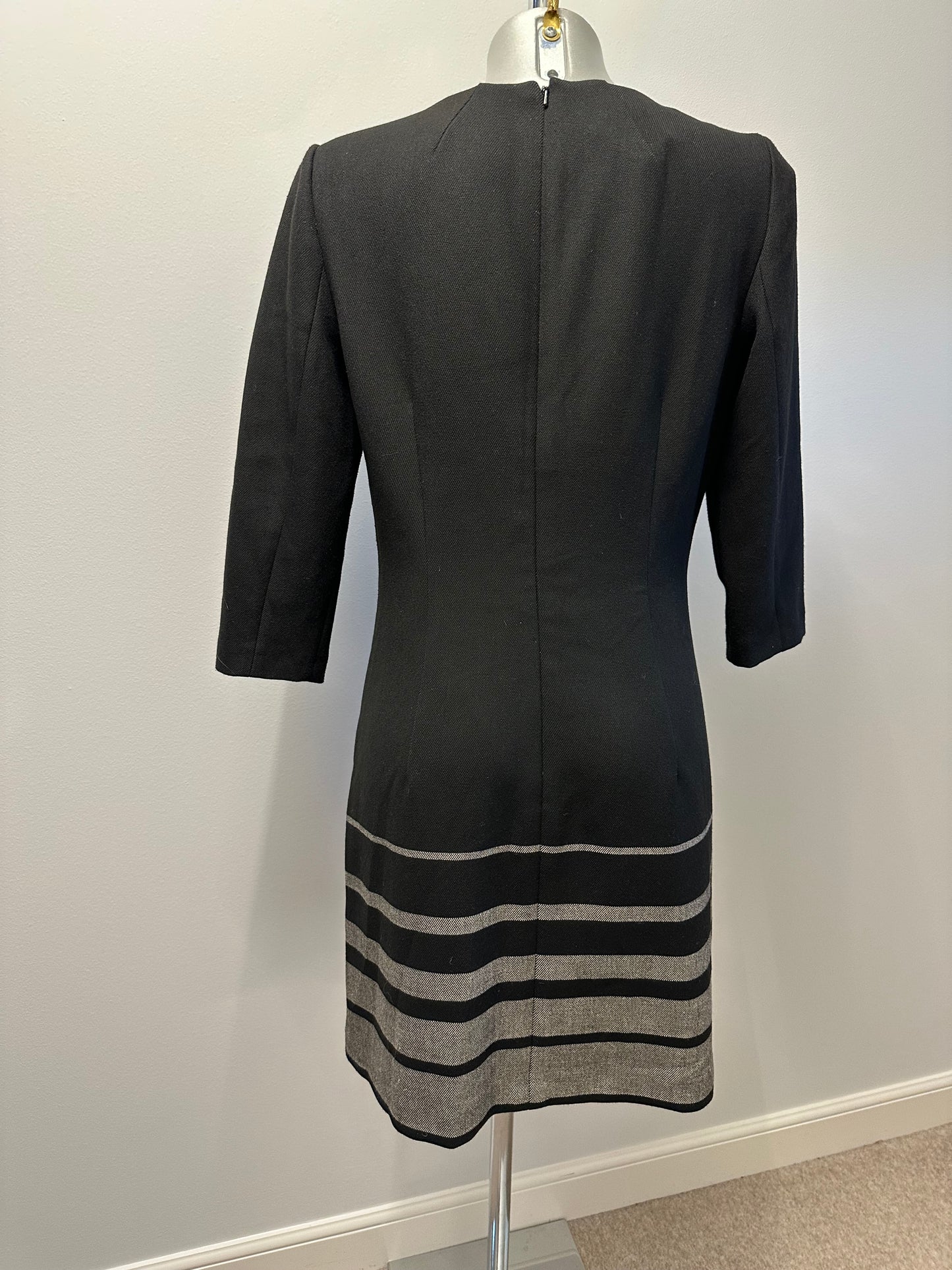 Hobbs black / grey stripe dress size 12