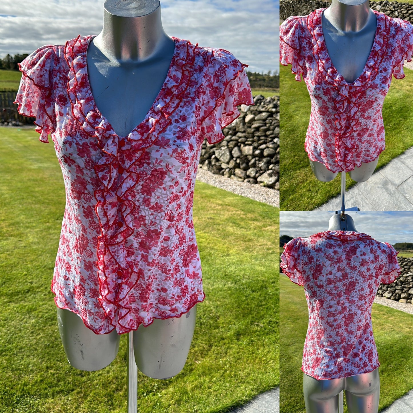 Peruna red floral top size 10