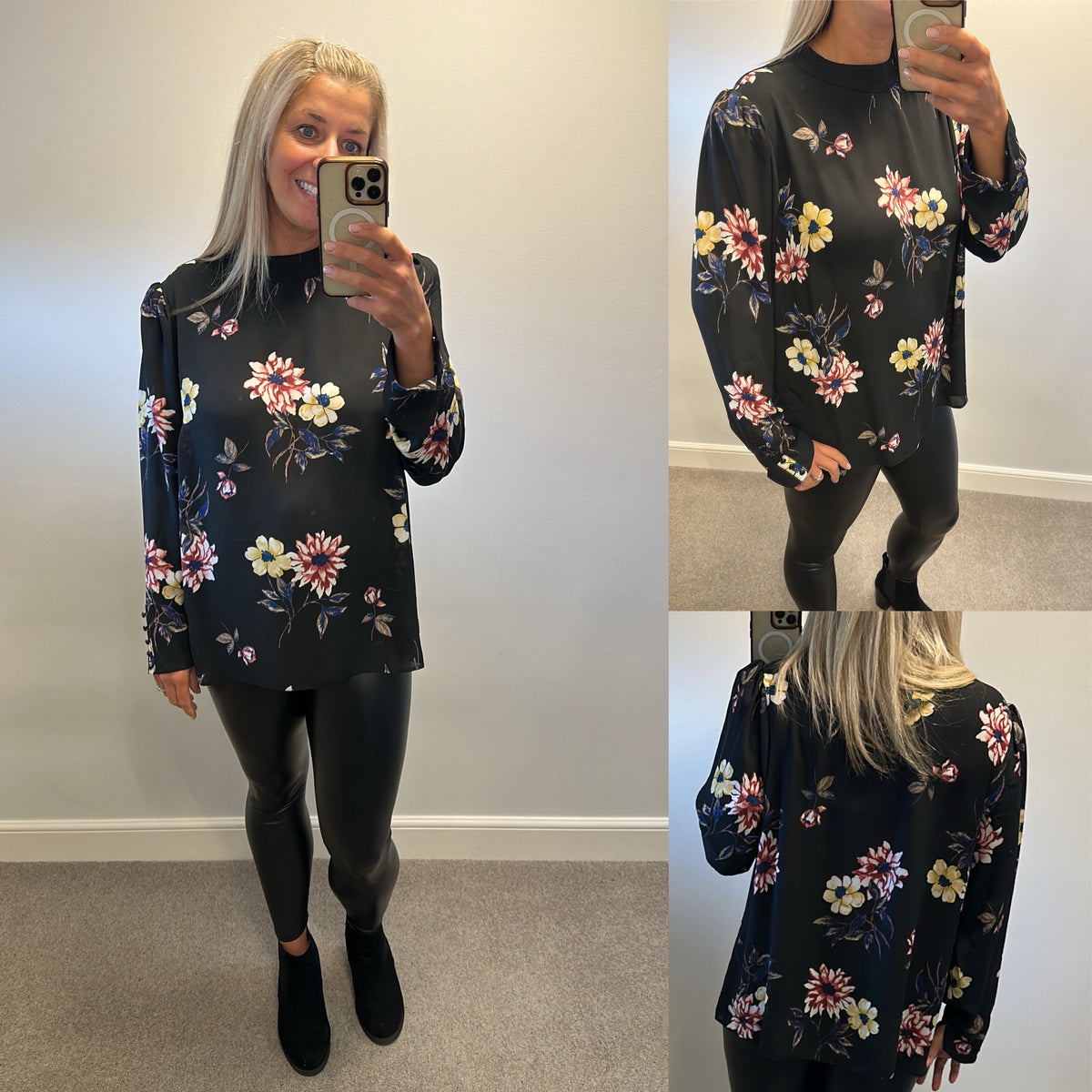 Simply be Black floral blouse size 20