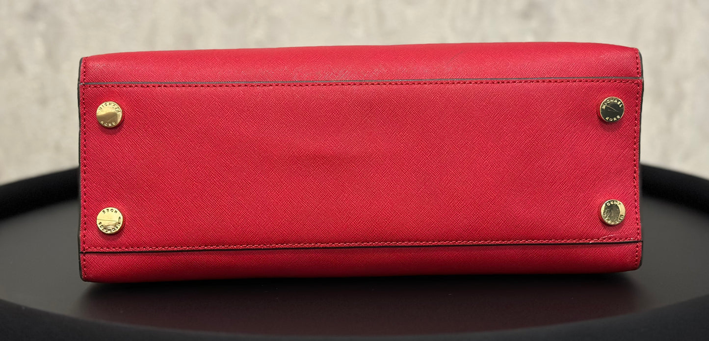 Michael Kors red leather bag with long strap