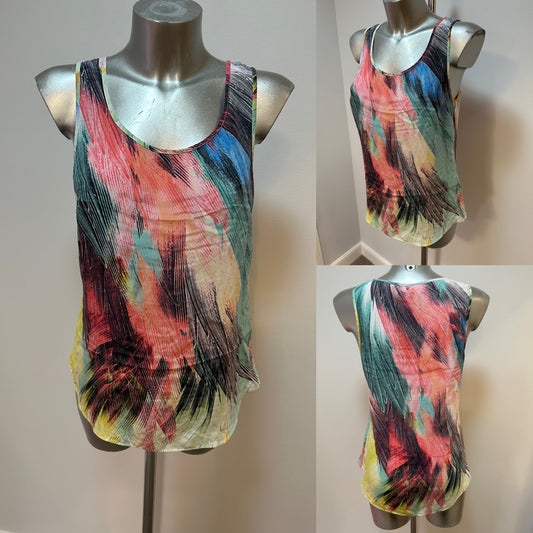 Warehouse silk pastel print top size 10