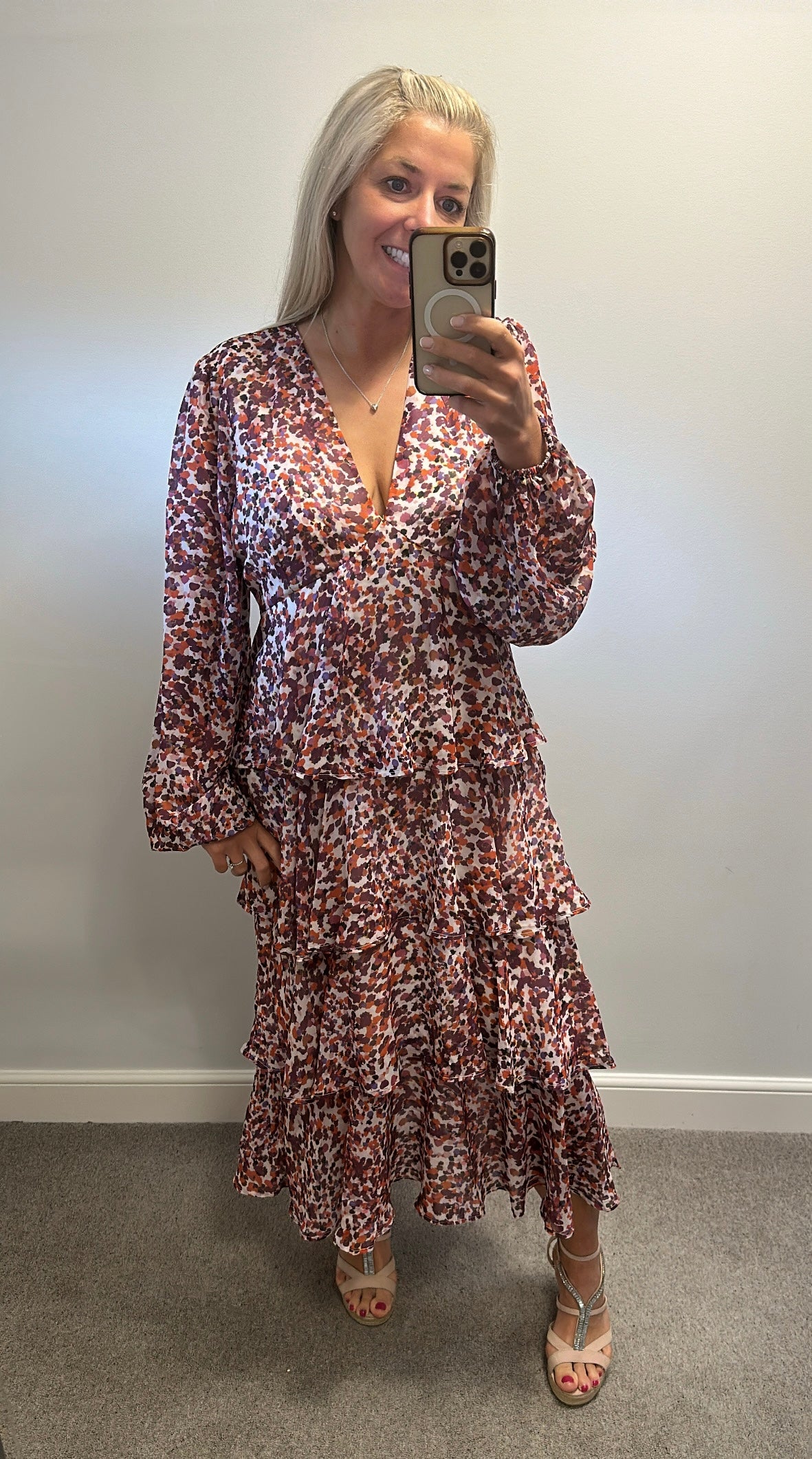 Pretty Lavish Ashton tiered ruffle midi dress size 16