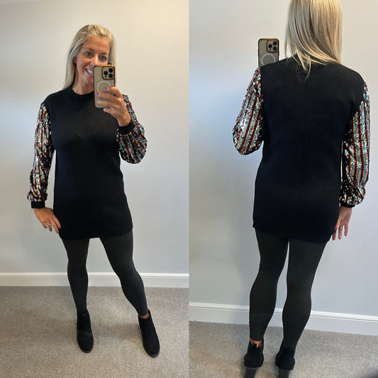 Girls on film black knit sequin jumper one size fitting upto size 14