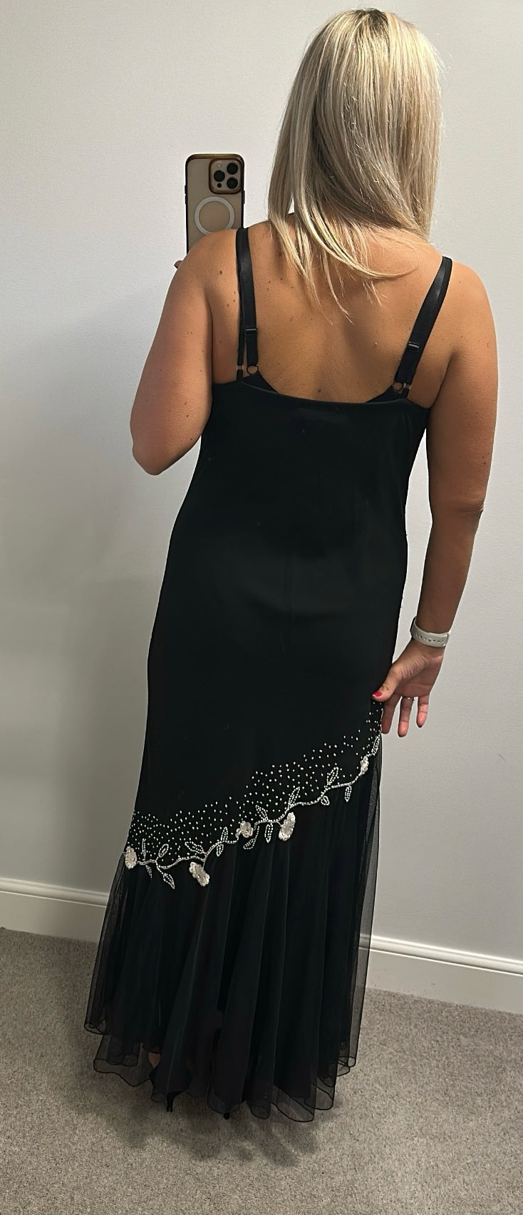 Kathleen C Black beaded evening dress size 16