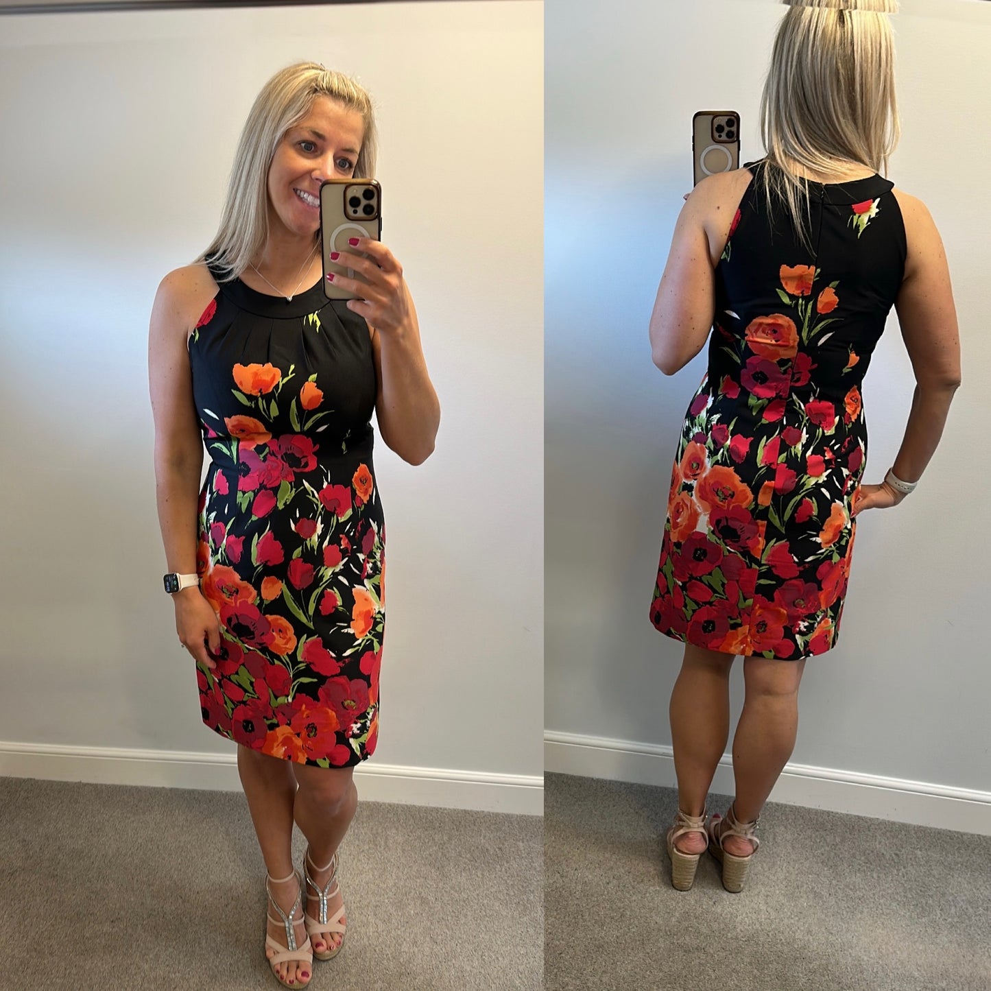 Jessica Howard black floral dress small size 14