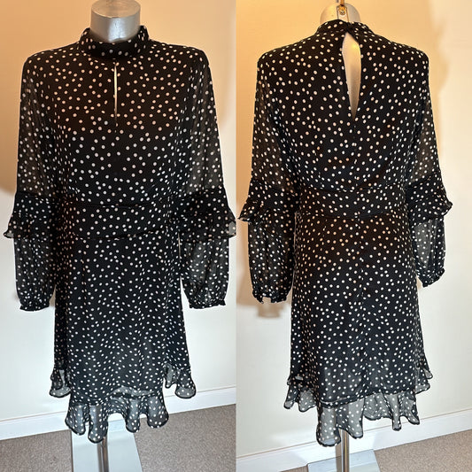 Sosander black polka dot dress size 12