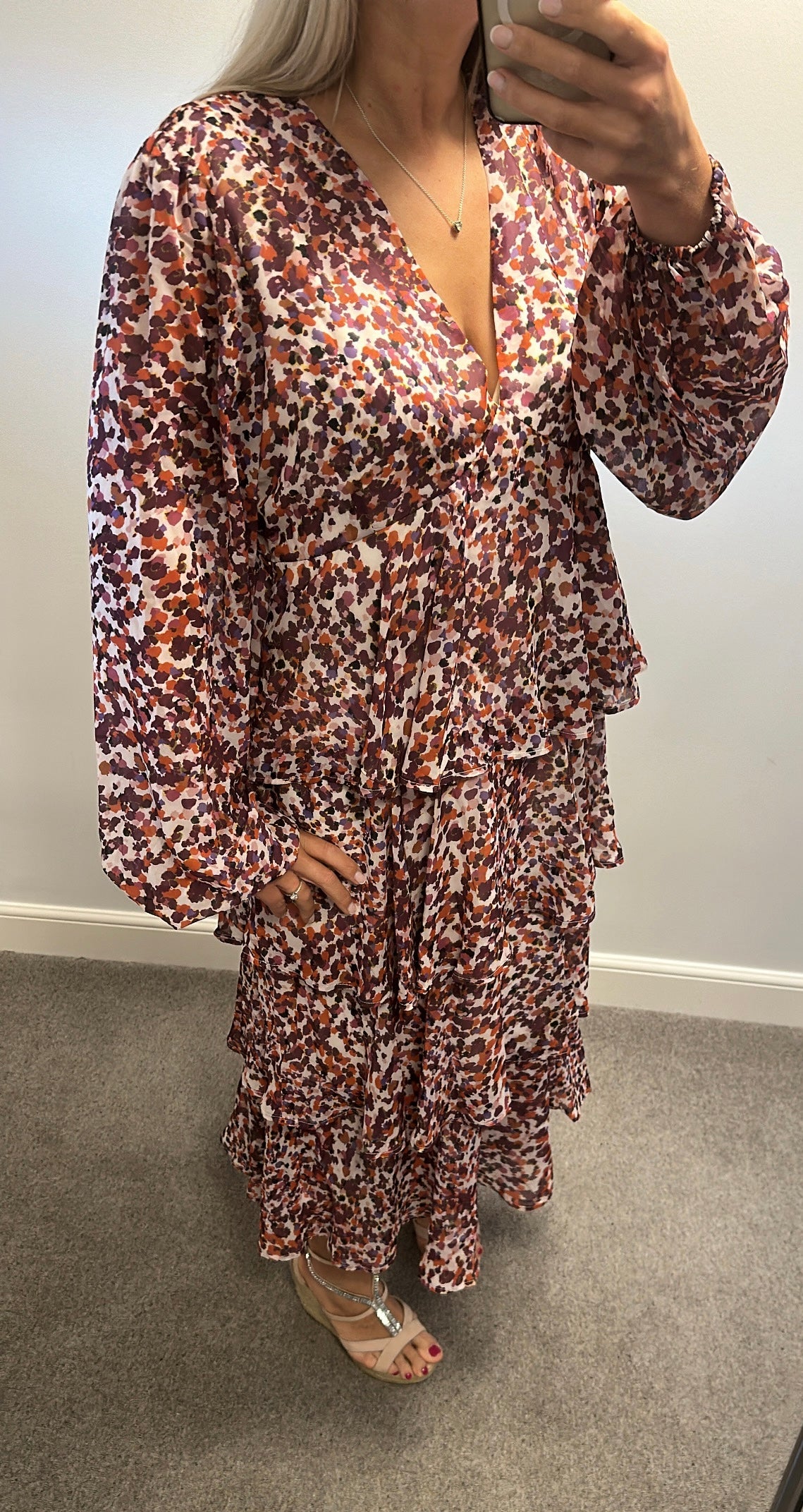Pretty Lavish Ashton tiered ruffle midi dress size 16