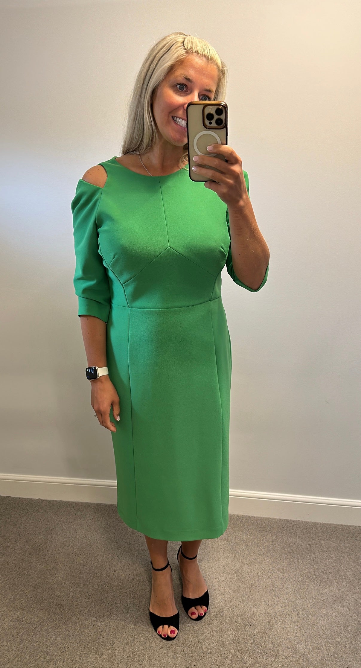 Karen Millen Green midi cold should dress size 16