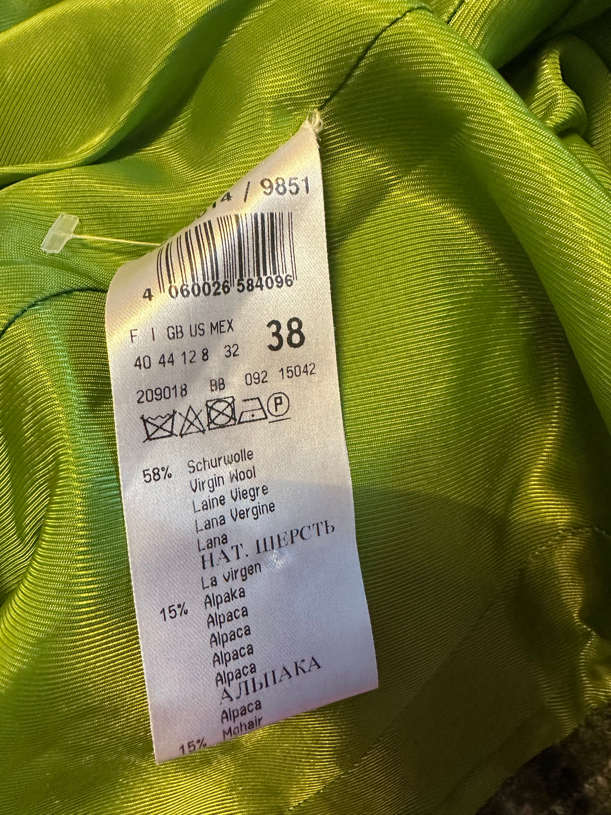 Betty Barclay green check wool blazer jacket size 12