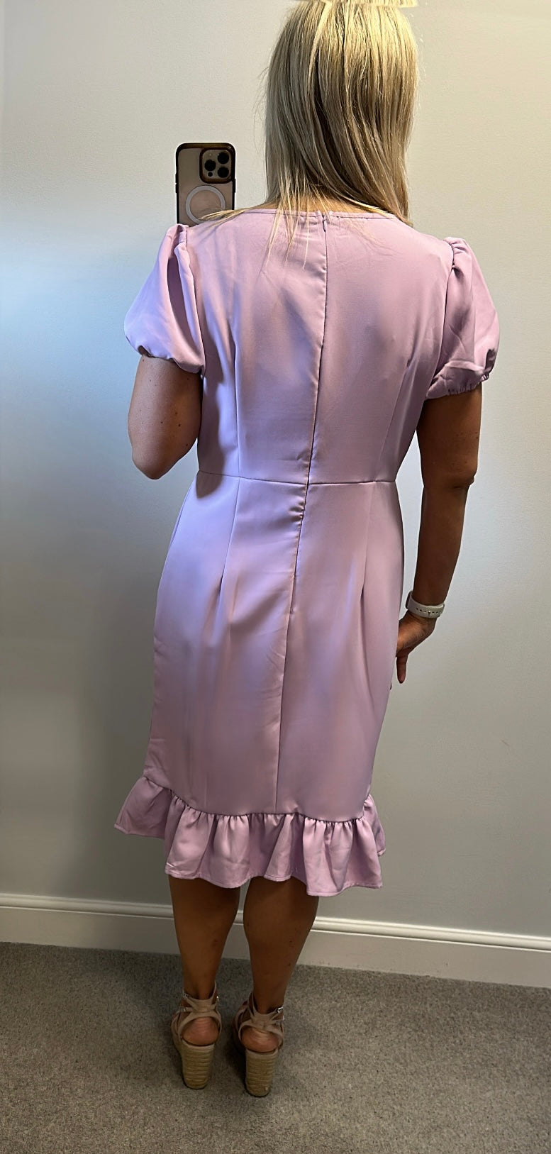 Lilac pearl dress size XL would fit upto size 16