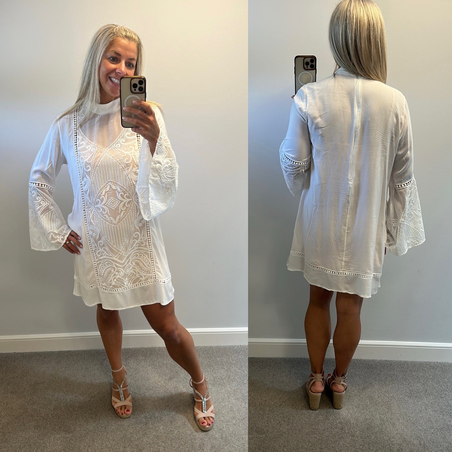 Peace + Chaos white embroidered dress size M/L would fit upto size 14