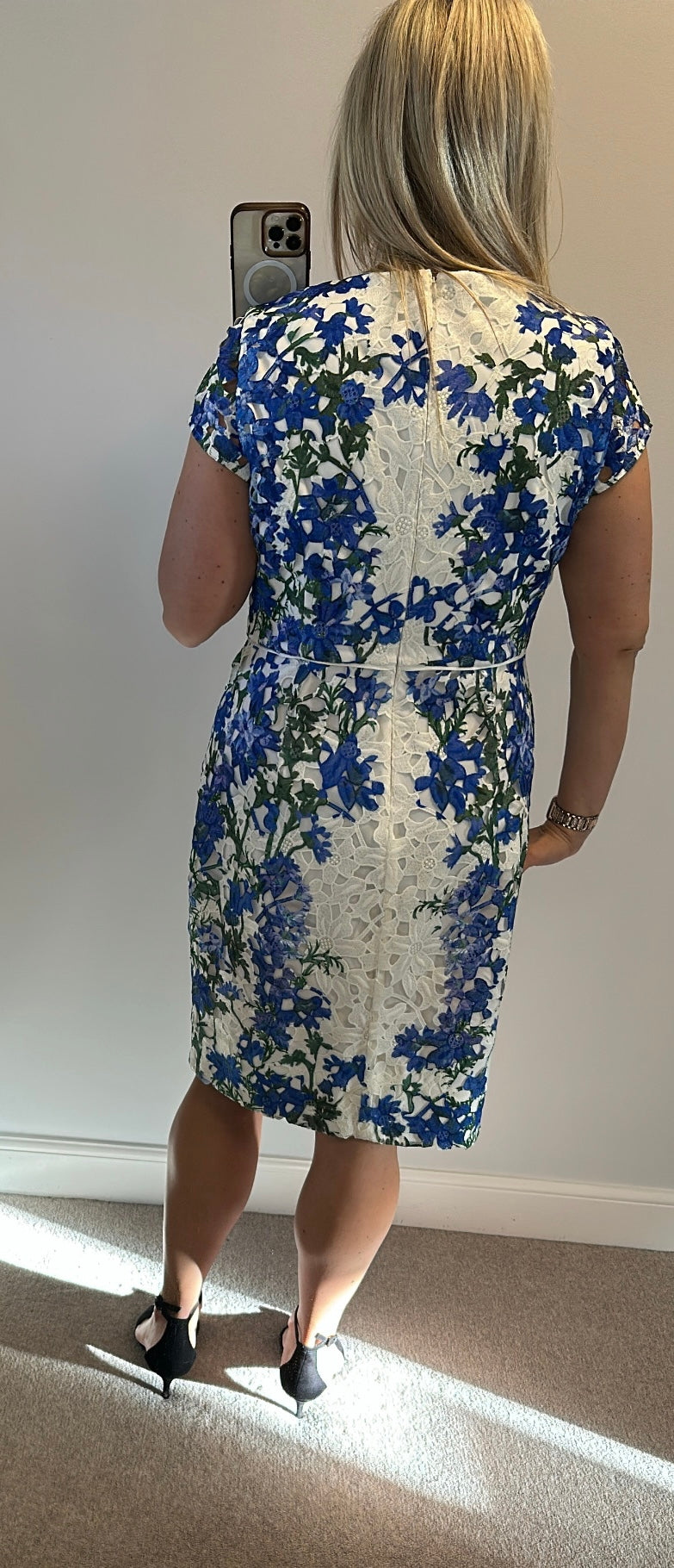 Phase eight blue / white lace dress size 16