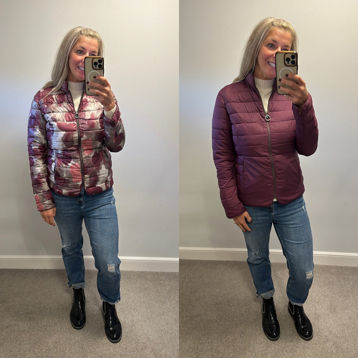 Barbara Lebek reversible burgundy floral jacket size 12