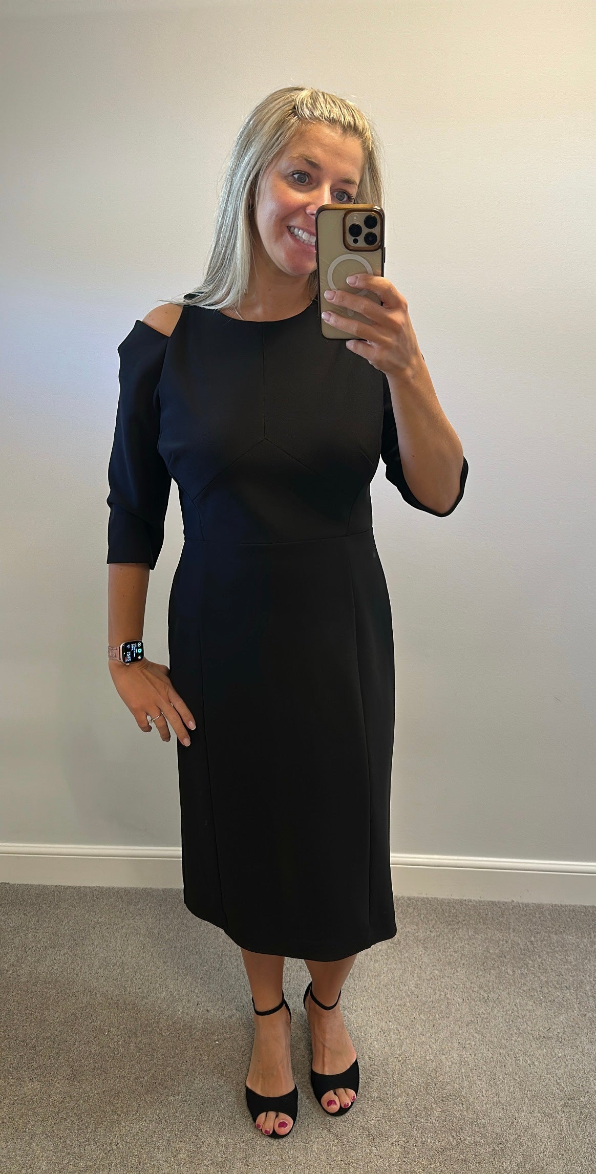 Karen Millen black cold shoulder dress size 16