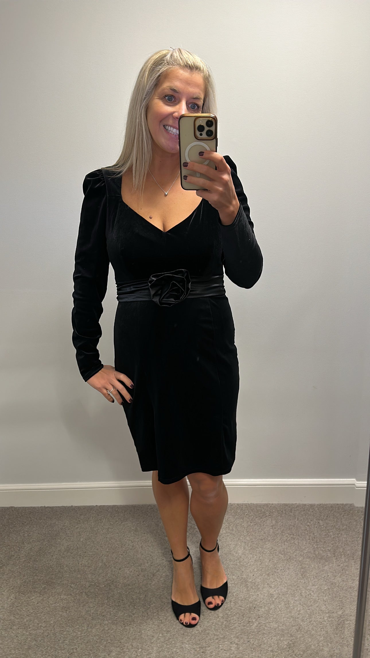 Monsoon black velvet dress size 10