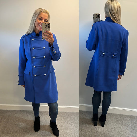 Julien MacDonald cobalt blue military style jacket size 18 Brand new without tags