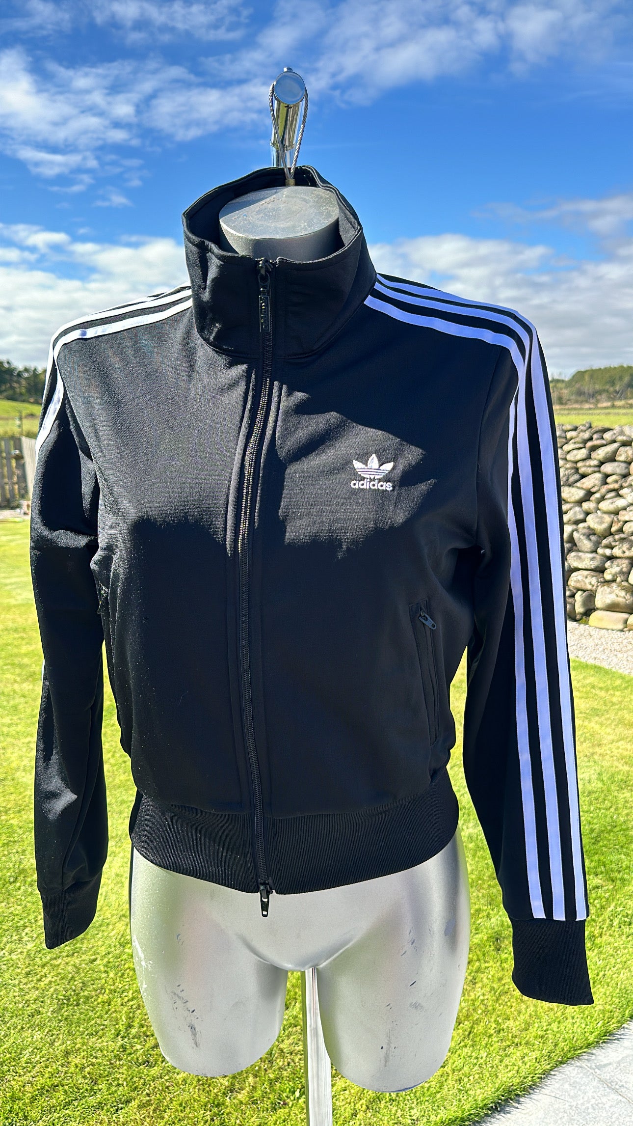 Adidas black stripe zip jumper size 10