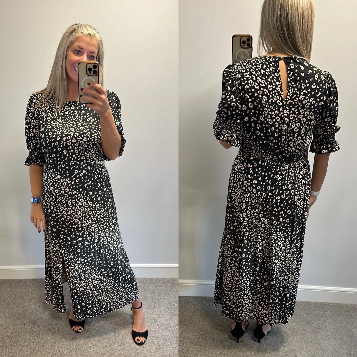 Friends like these black and beige print dress size 16