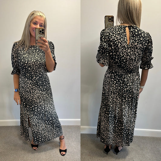 Friends like these black and beige print dress size 16