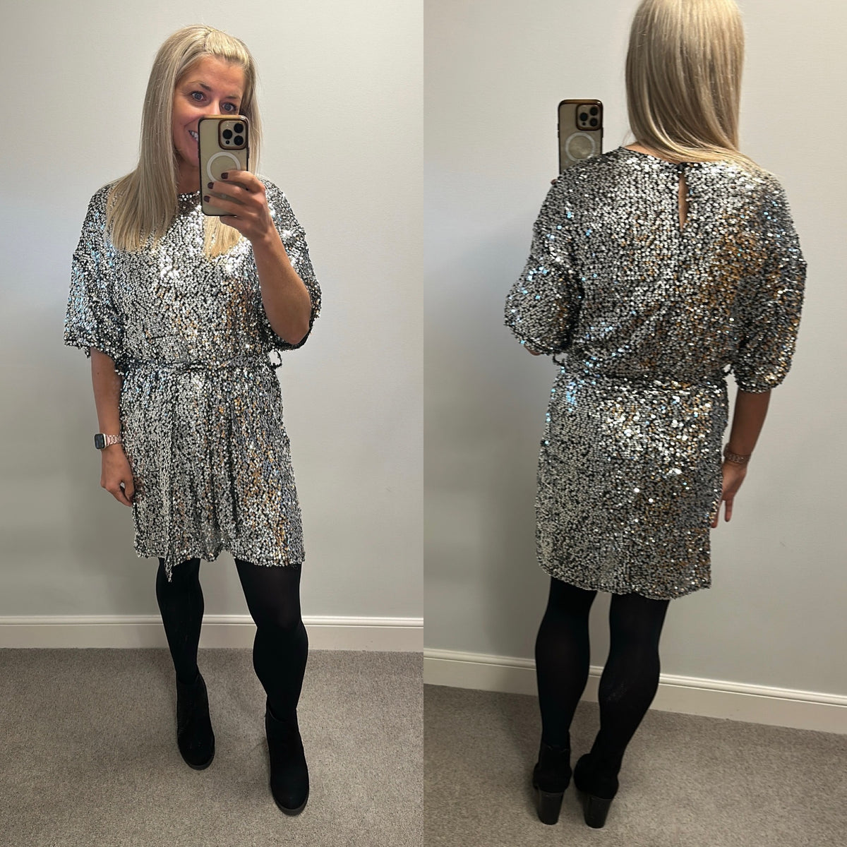Primark silver sequin dress size 16