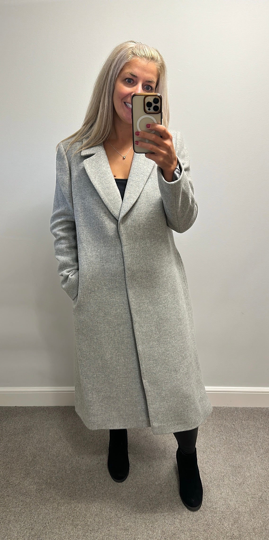 Fenn Wright Manson grey wool long line coat size 16