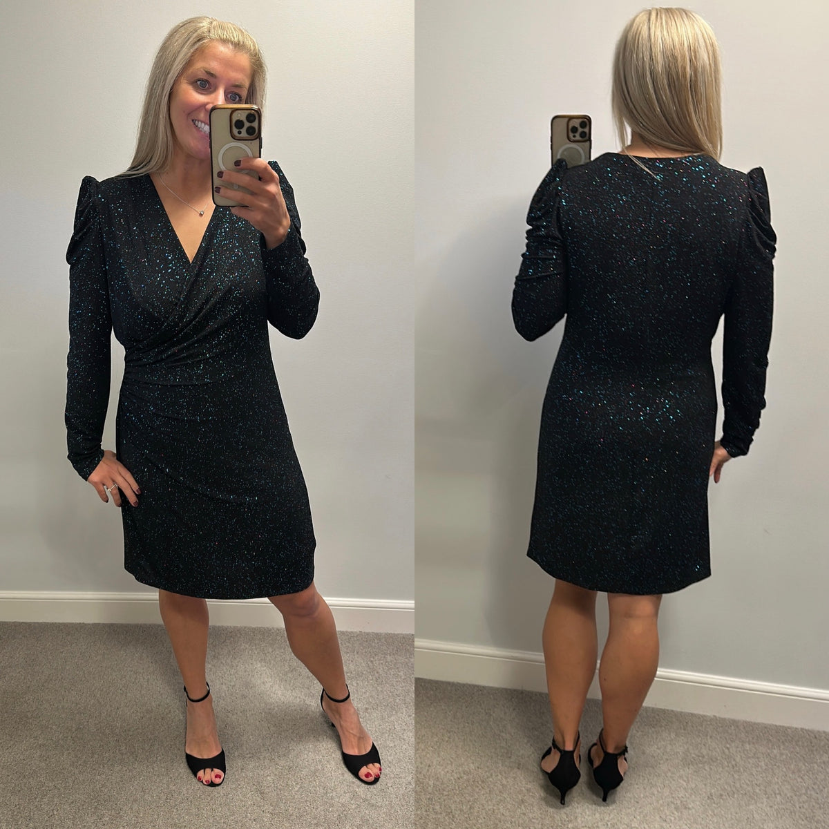 Phase eight black shimmer dress size 16